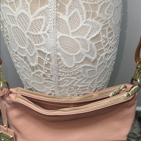 Valentina Genuine Leather Pink and Brown Crossbody Bag - Picture 3 of 10
